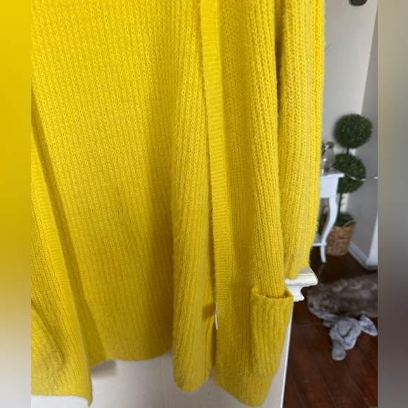Cozy Open-Front Yellow Cardigan Sweater large Lane tree - Picture 8 of 11